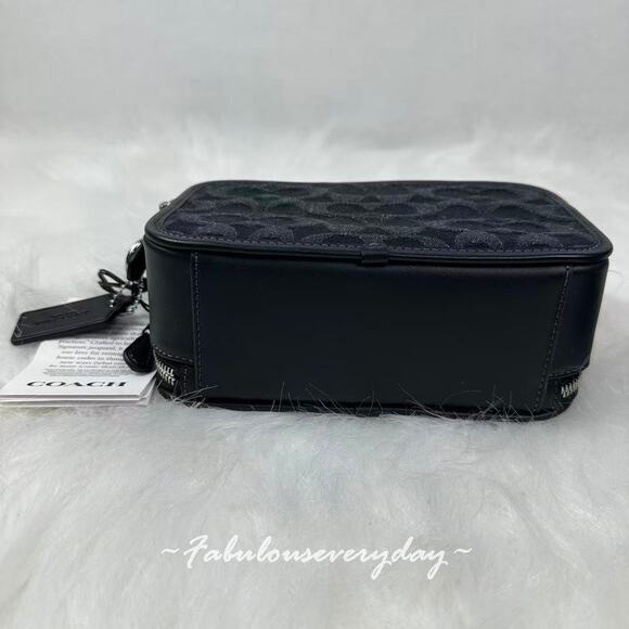 COACH Men's Wyatt Crossbody Bag In Signature Denim/Silver/Black CAJ35 NWT - Picture 6 of 11